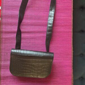 Black Crocodile Pattern Faux Leather Crossbody Small Purse